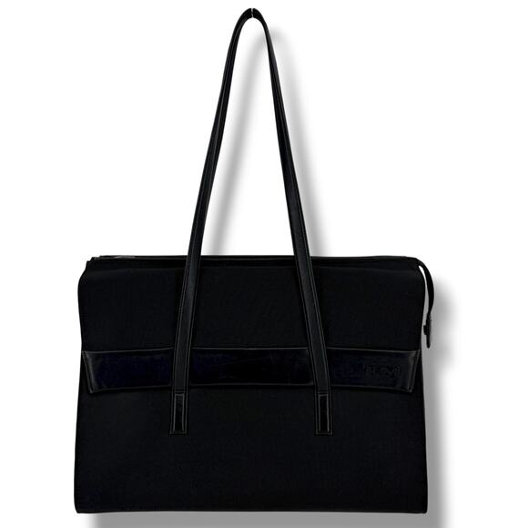 Tumi Alpha Briefcase Bag With Over The Shoulder Handels Solid Black 43010D3 - Picture 1 of 16